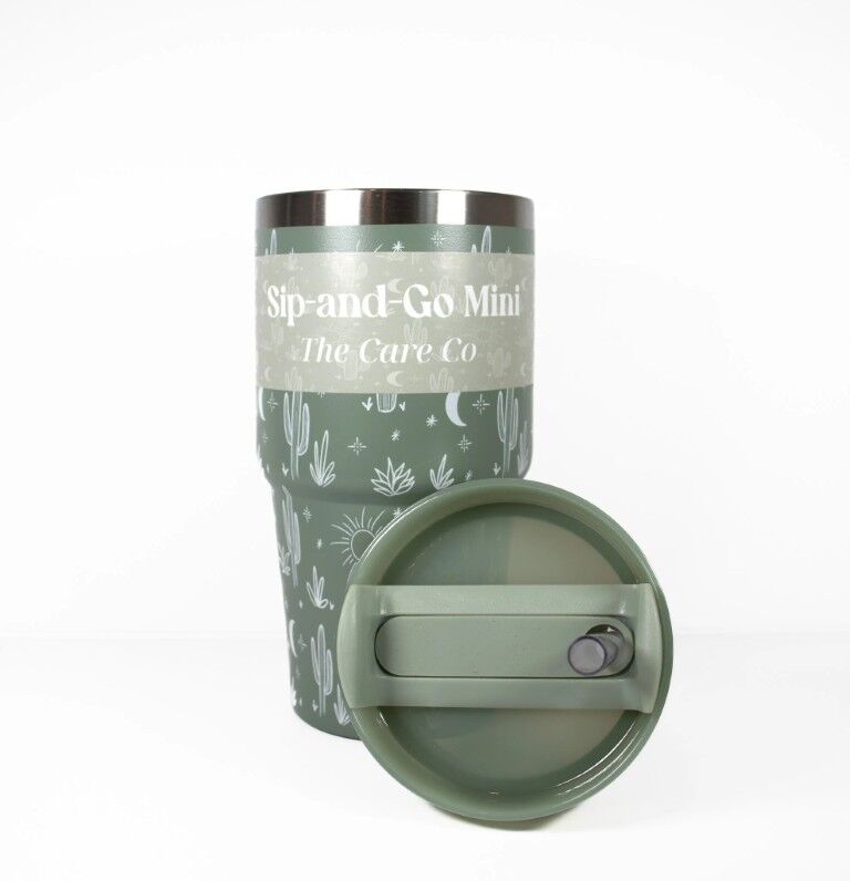 The Care Collective Cactus Print Mini Tumbler In Sage Green, 20-Oz