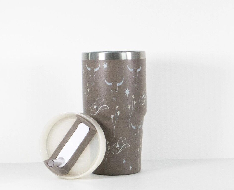 The Care Collective Western Print Mini Sip-and-Go Tumbler In Espresso, 20-Oz