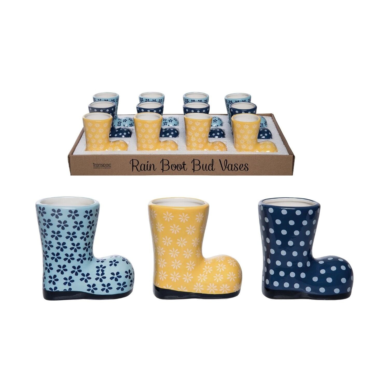Transpac Dolomite Rain Boot Bud Vase Assorted Styles