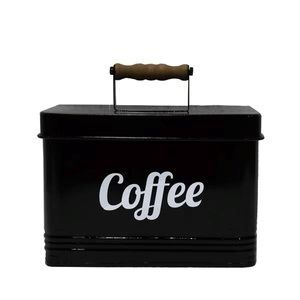 VIP Home & Garden Metal Black Coffee Container with Lid