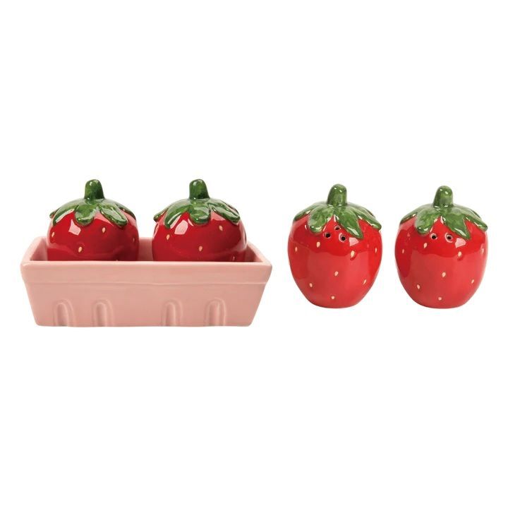 Transpac Strawberry Salt and Pepper Shakers with Basket