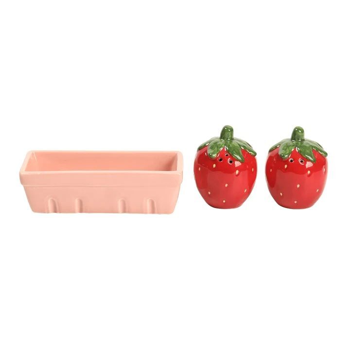 Transpac Strawberry Salt and Pepper Shakers with Basket