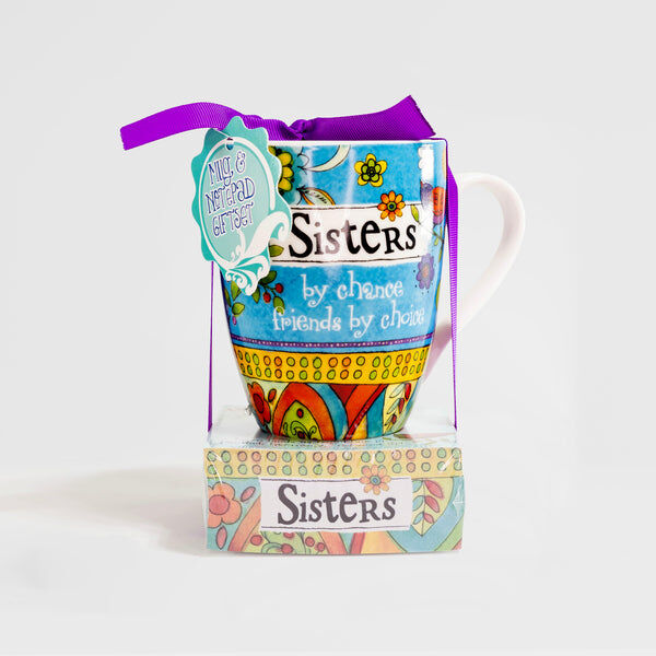 Divinity Boutique "Sisters" Mug and Notepad Gift Set, 12-Oz, 3.75 X 1.5-In