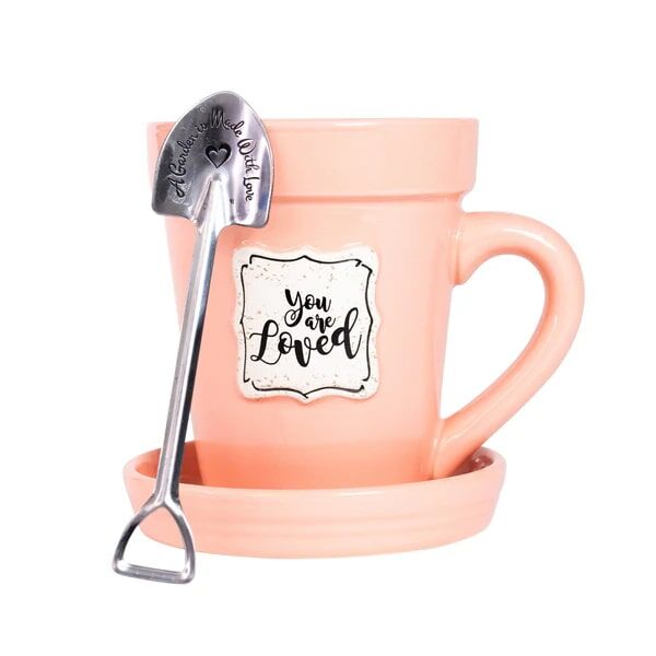 Divinity Boutique Peach Flower Pot Mug, 14-Oz