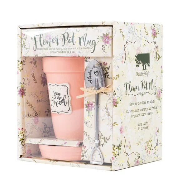 Divinity Boutique Peach Flower Pot Mug, 14-Oz