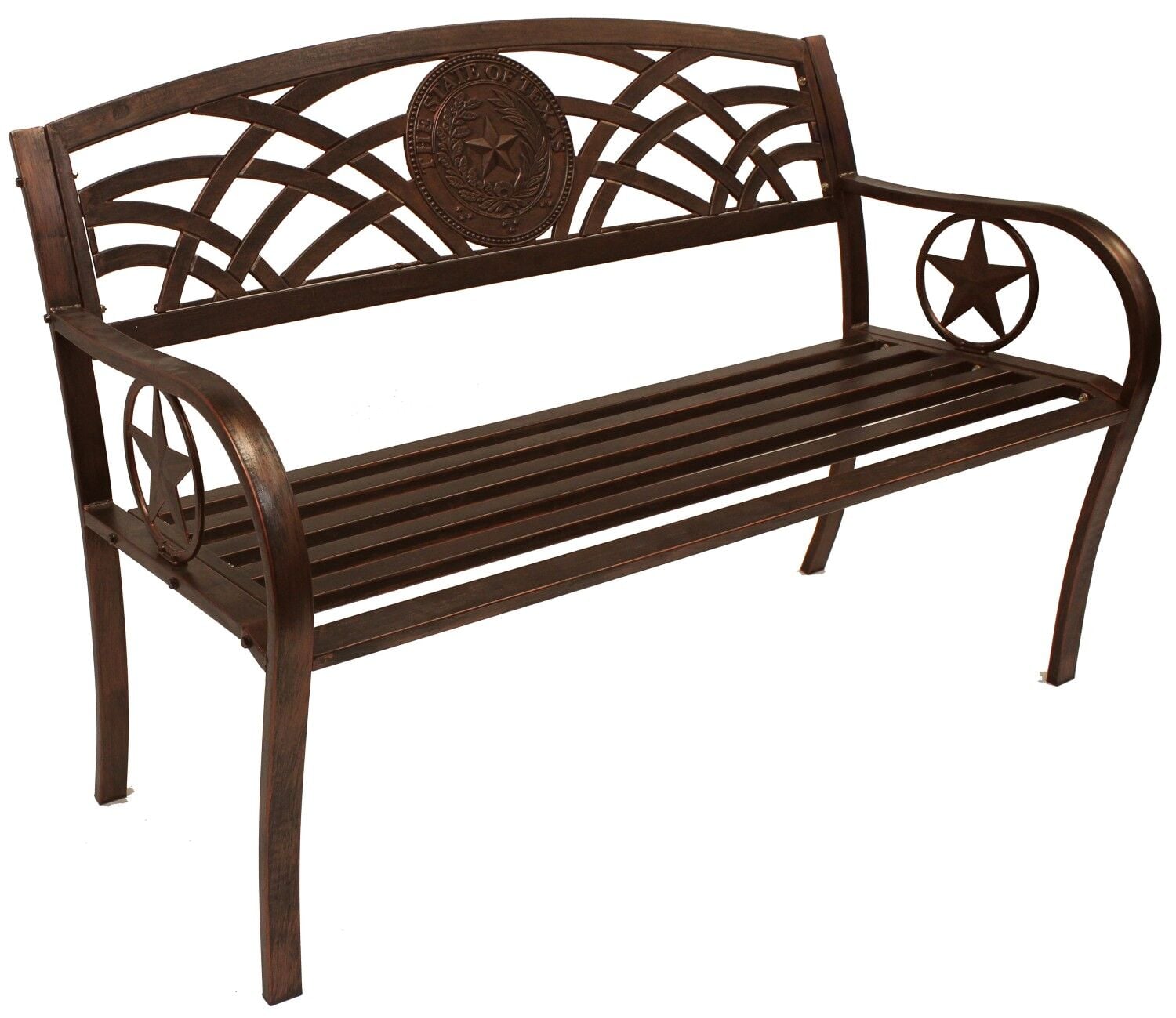 Leigh Country Texas State Seal Metal Bench