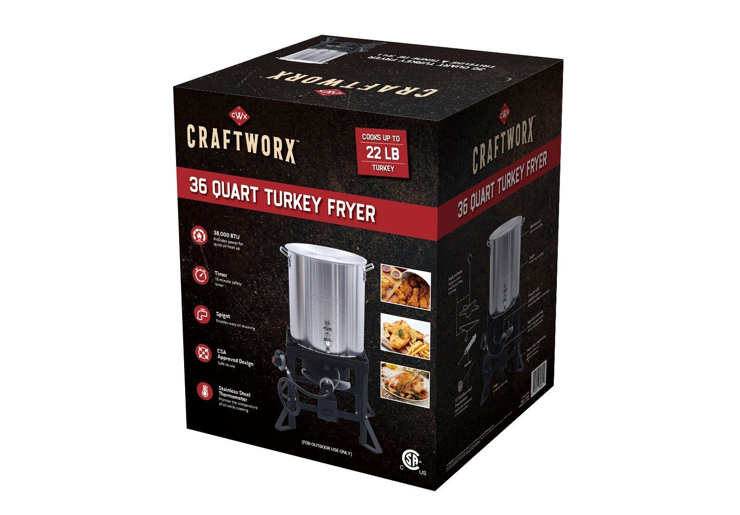 Craftworx Heavy Duty Turkey Fryer with Timer, 36-Qt