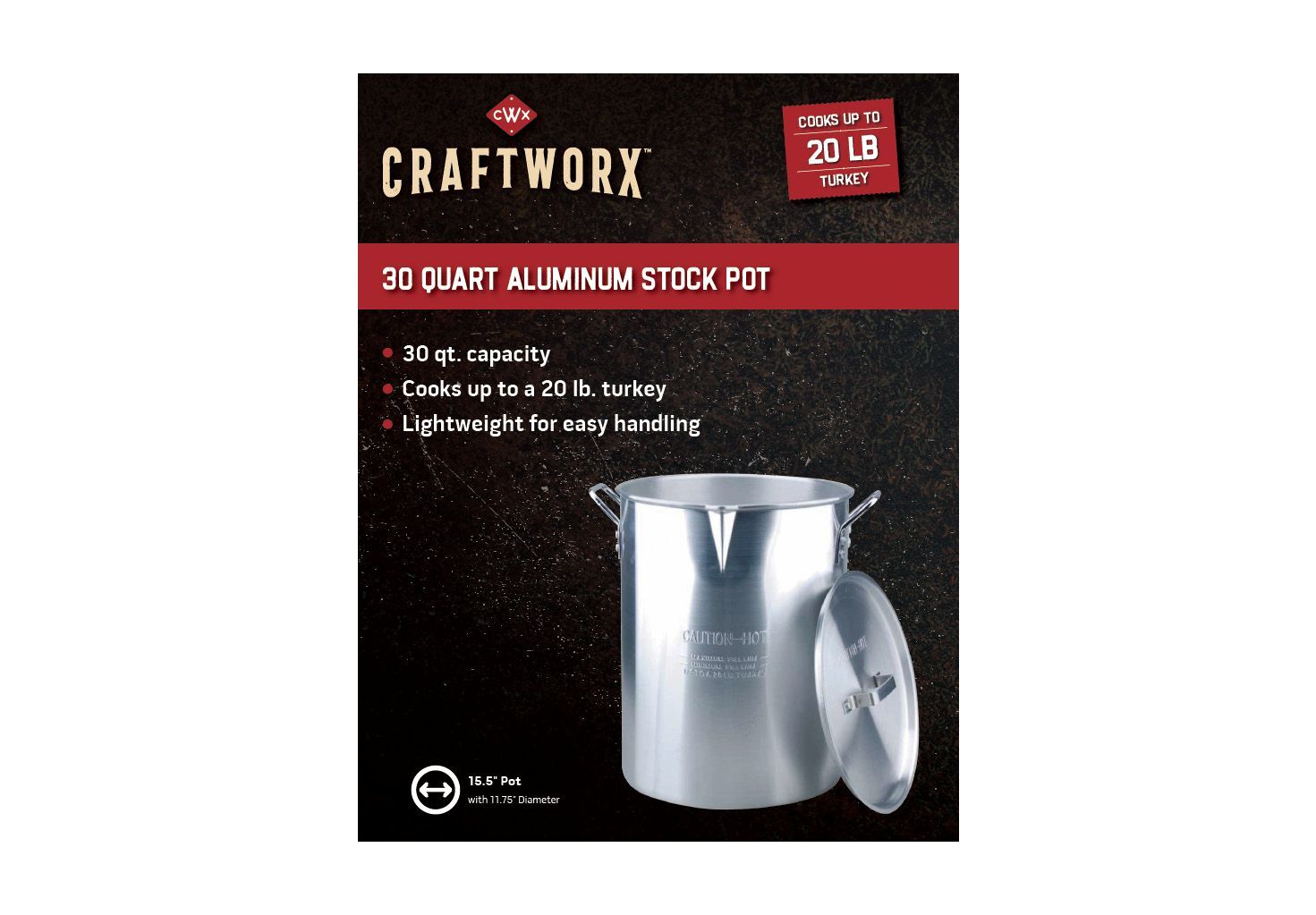 Craftworx Aluminum Stock Pot, 30-Qt