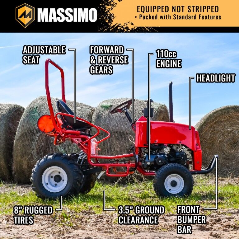 Massimo Mini Tractor Go-Kart, 110-cc