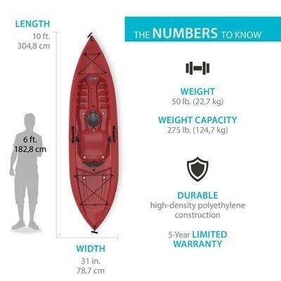 Lifetime Tamarack 100 Sit-On-Top Kayak - Red