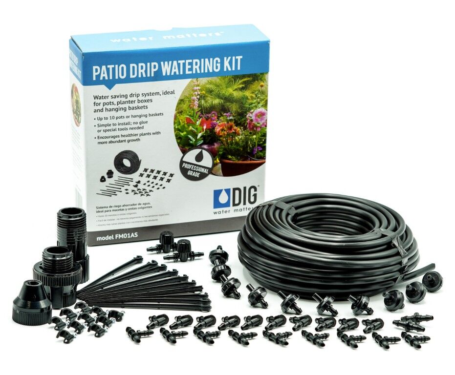 DIG Patio Drip Watering Kit, 25 PSI, 1/4-In x 60-Ft