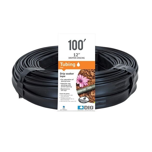 DIG 12-In Spaced Drip Soaker Tape, 25 PSI, 100-Ft