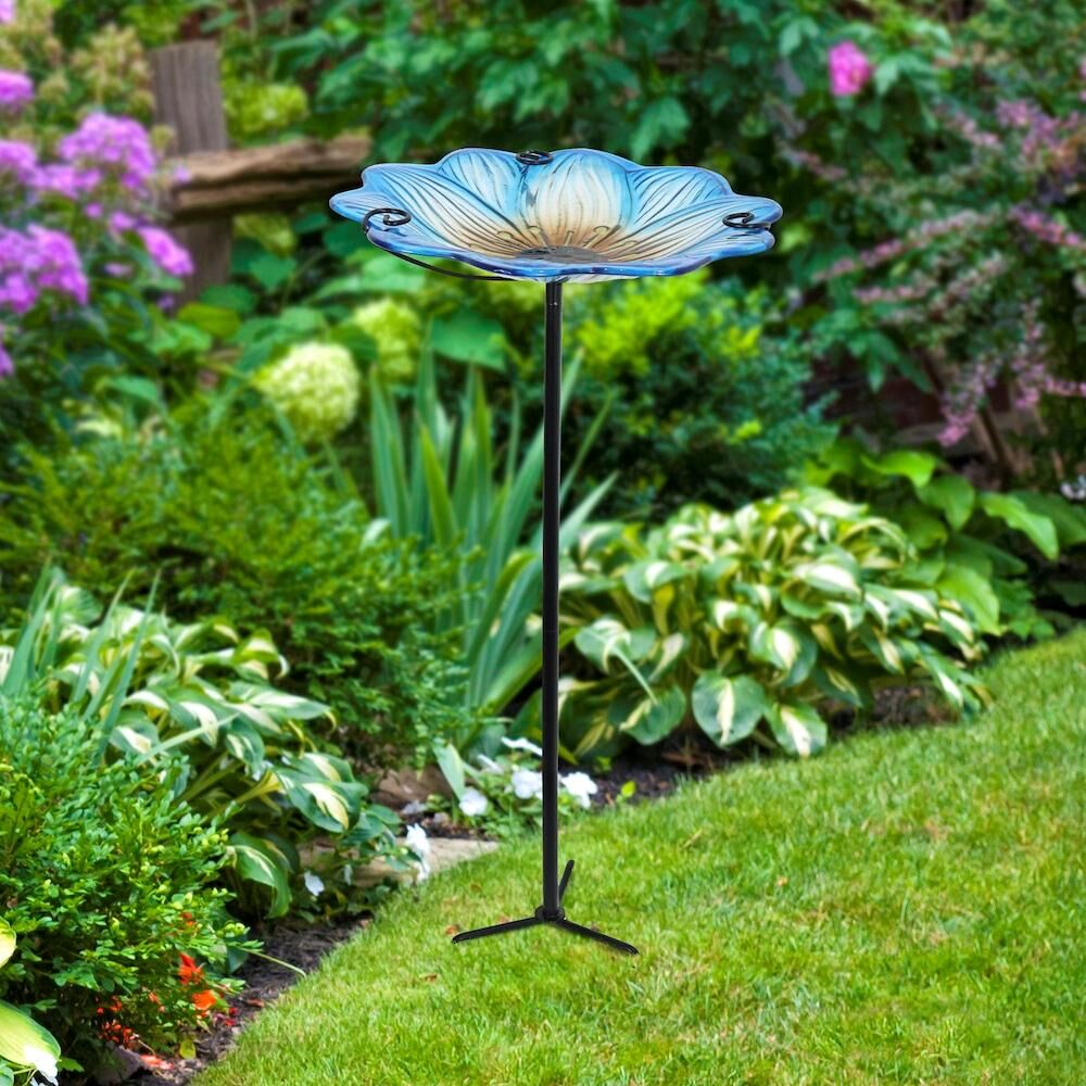 Angelo Décor International Flower Glass Birdbath