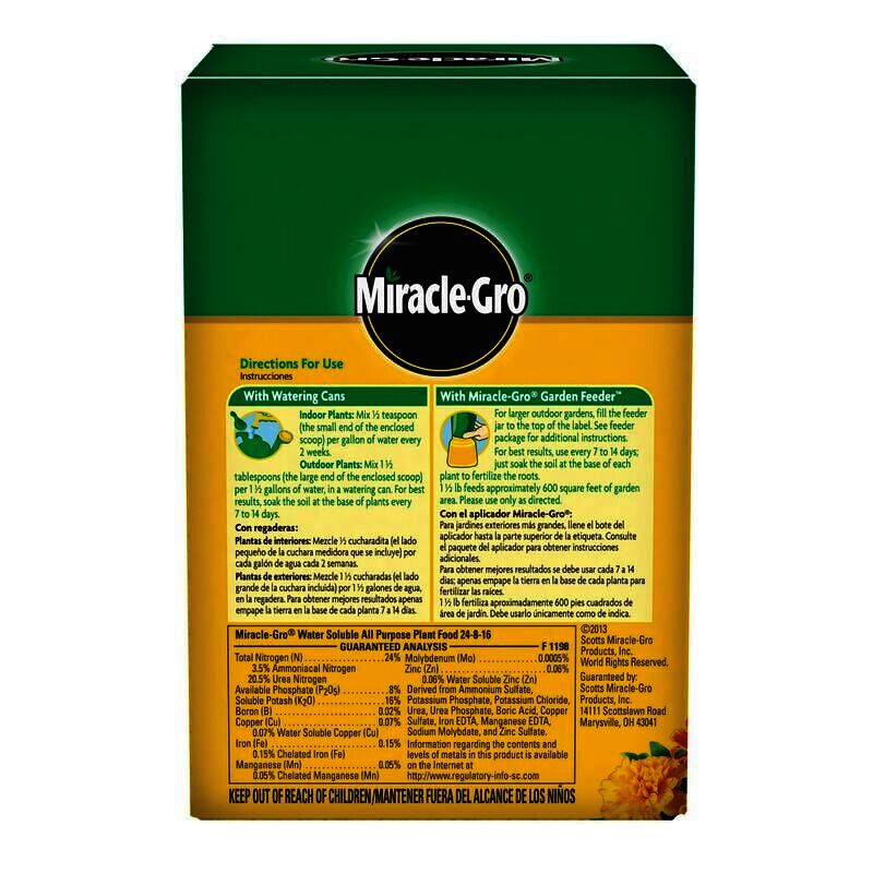 Miracle-Gro Plant Food, Water-Soluble, 24-8-16 Formula - 1 lb