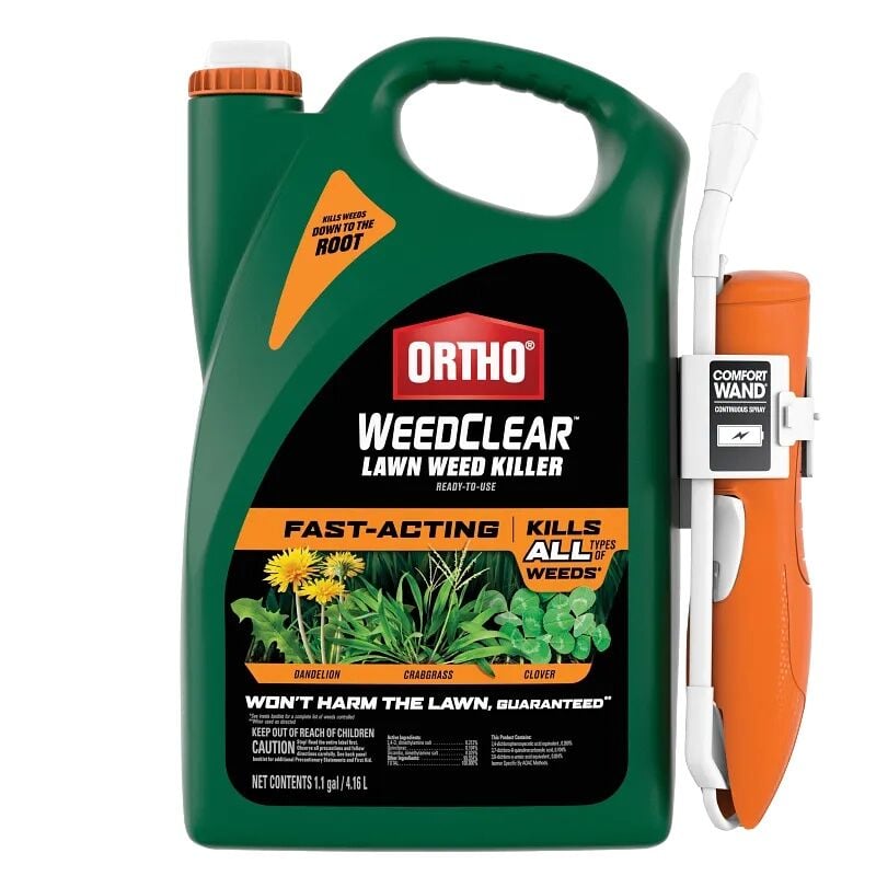 Ortho WeedClear Lawn Weed Killer Ready-To-Use with Comfort Wand, 1.1-Gal