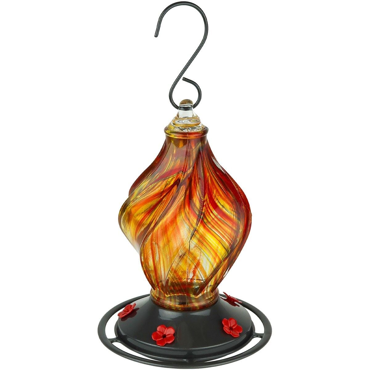 Nature's Way EcoCycle Sunburst Sipper Handblown Recycled Glass Hummingbird Feeder, 13 oz.