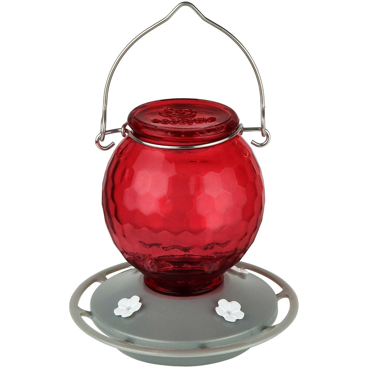 Nature's Way EcoCycle Crimson Comb Recycled Glass Hummingbird Feeder, 16 oz.