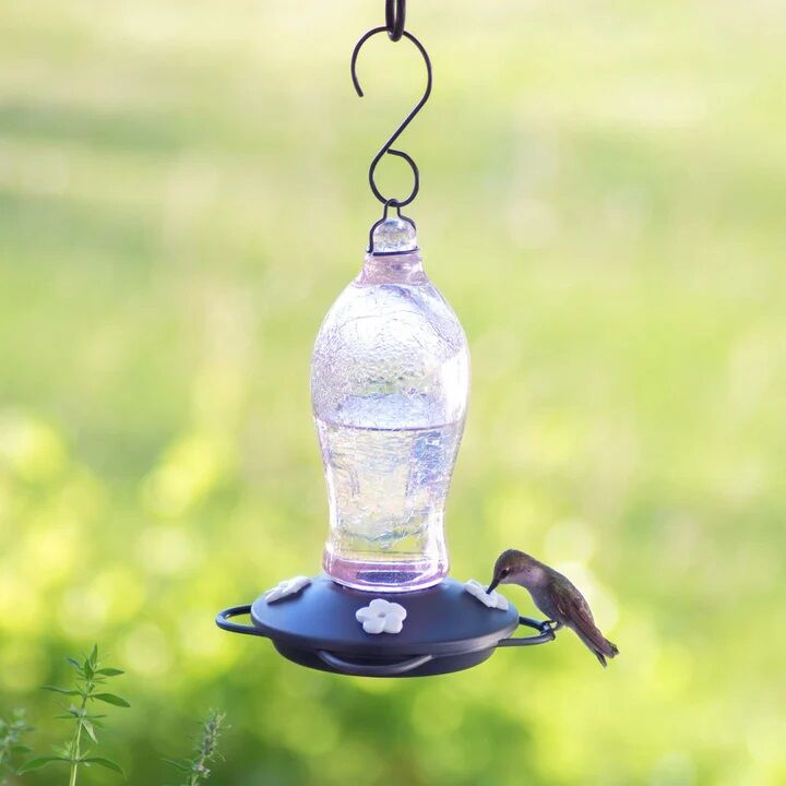 Nature's Way Artisan Gravity Hummingbird Feeder, Blush Crackle, 16-Oz