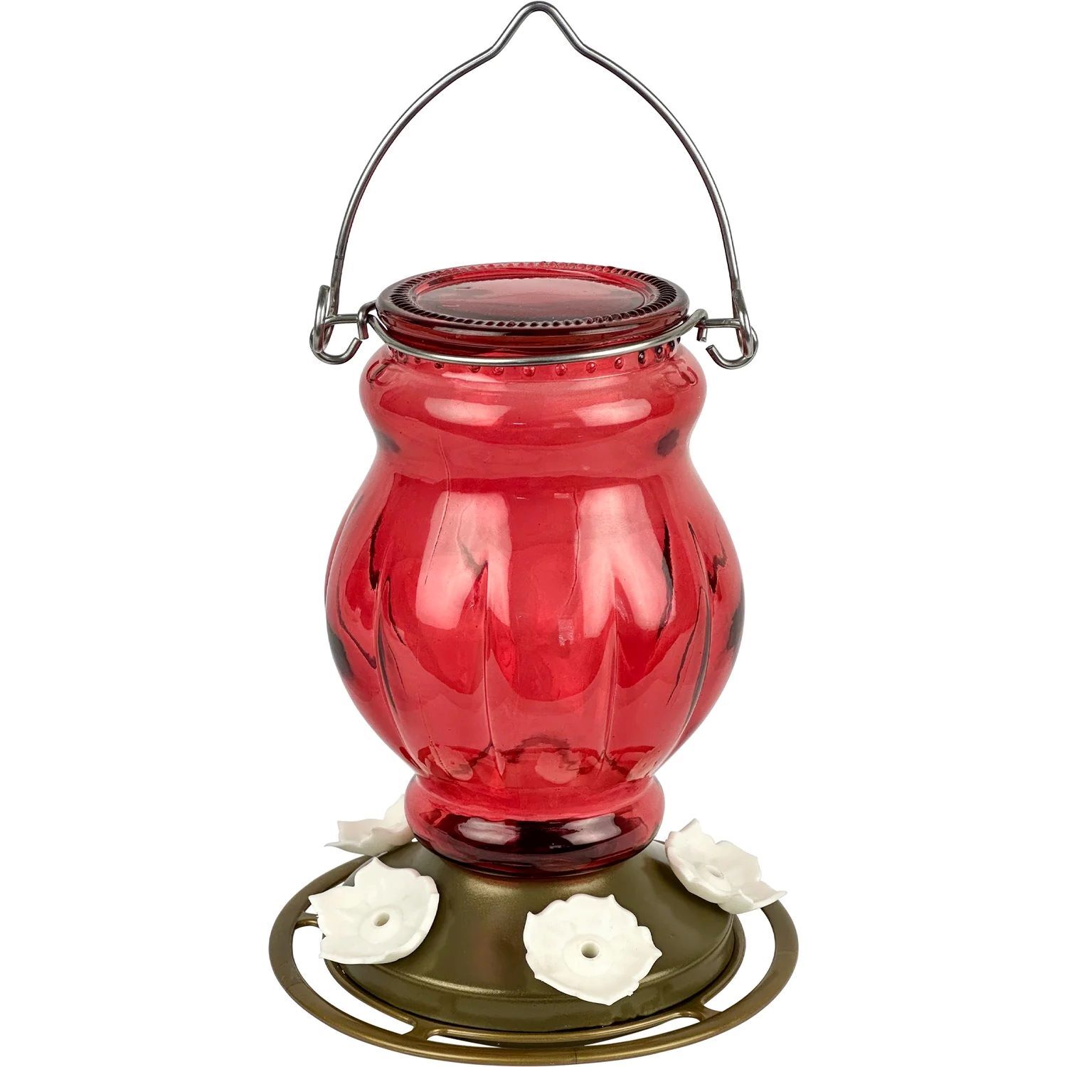 Nature's Way Ruby Visions Antique Glass Gravity Hummingbird Feeder, 25-Oz