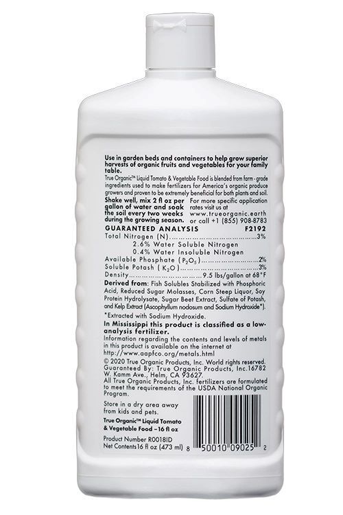 True Organic Liquid Tomato & Vegetable Fertilizer, 16-Oz
