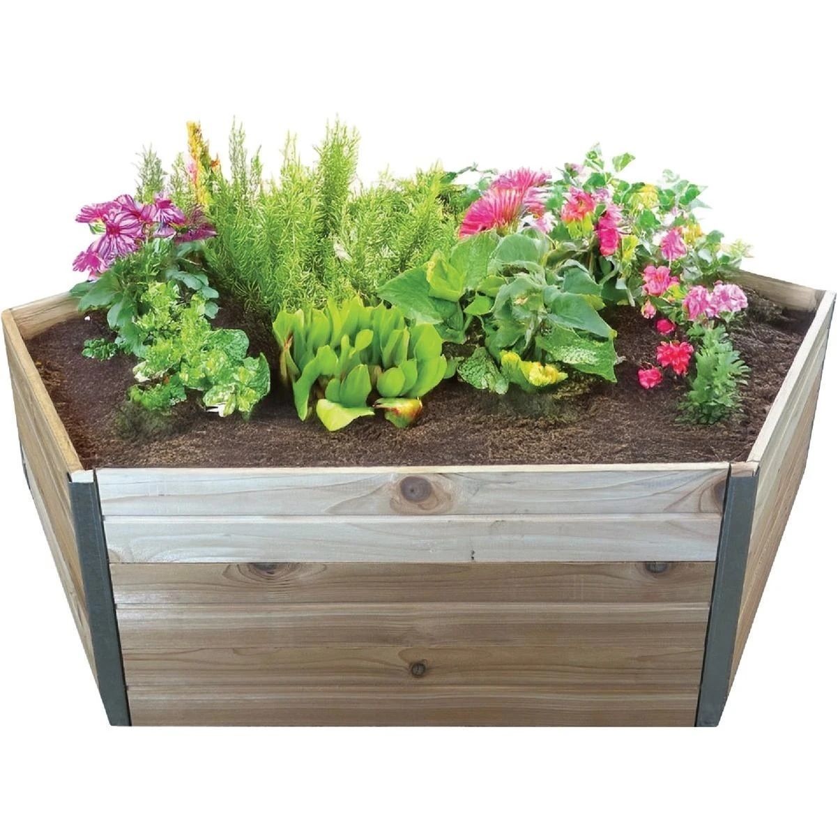 Real Wood Products Hexagon Raised Bed Cedar Planter