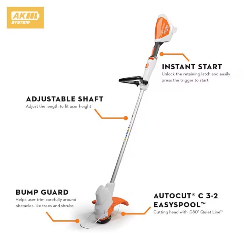 STIHL 4522 011 5731 FSA 57 Battery Powered String Trimmer, 11 in. (Tool Only)