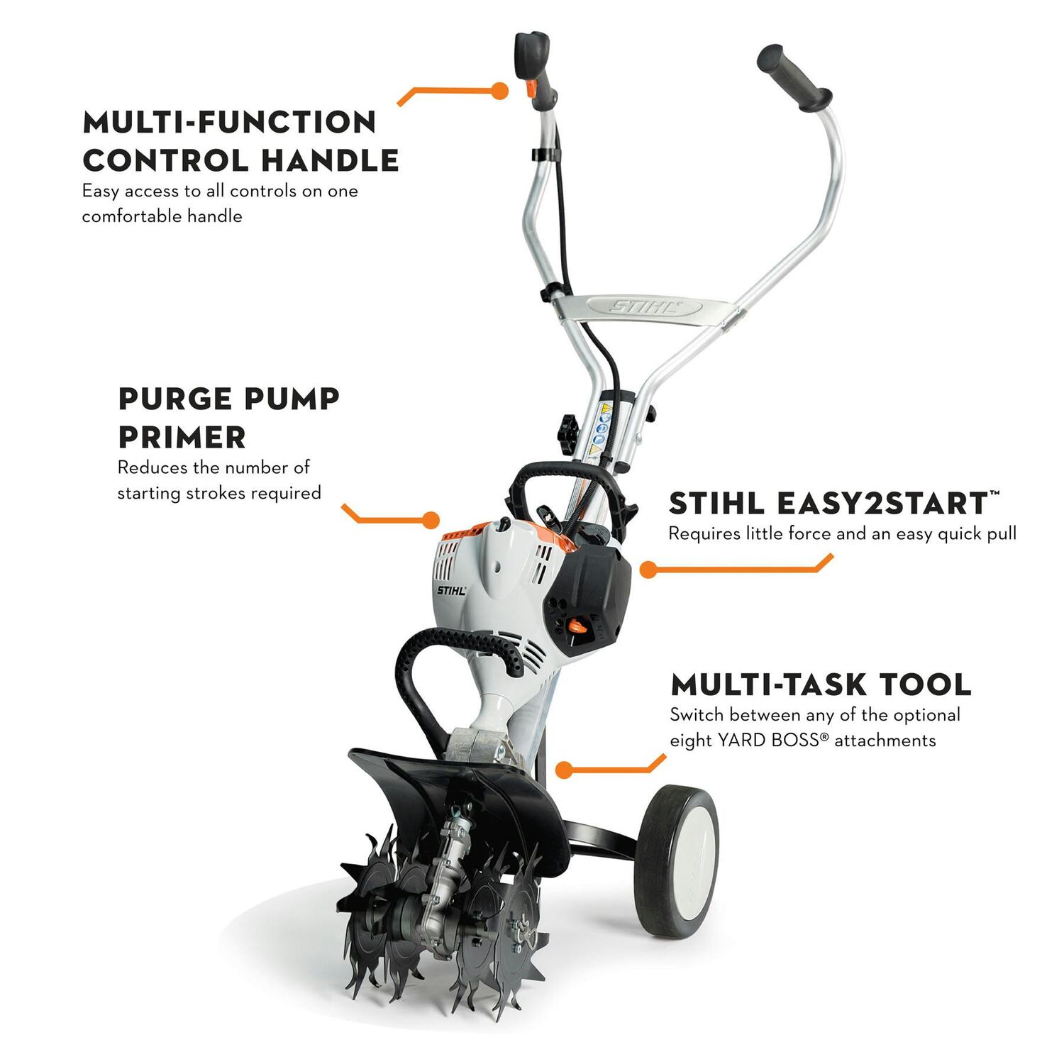 STIHL Yard Boss MM 56 C-E Gas Cultivator Multi-Tasking Tool With MM Wheel Kit