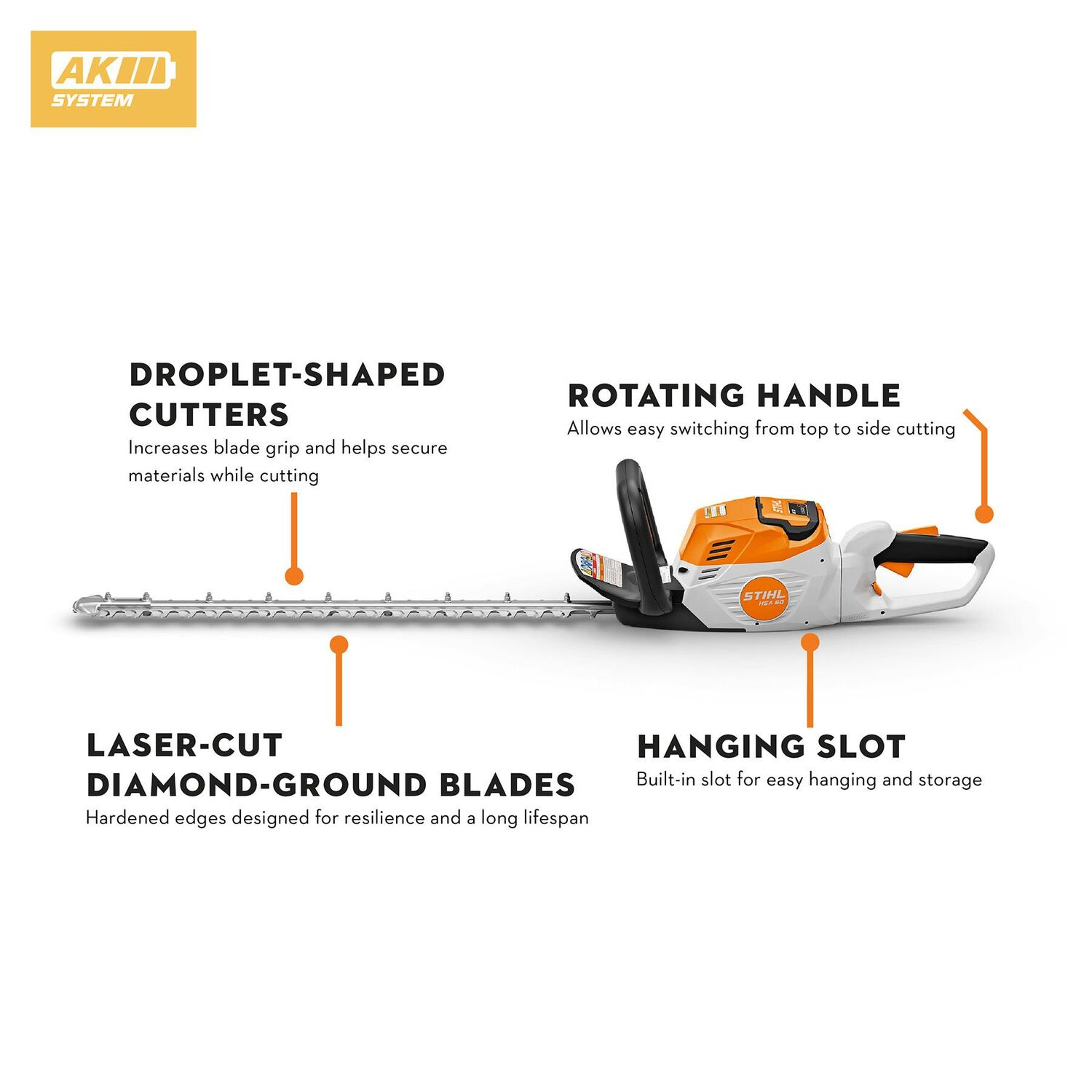 STIHL HSA 60 Battery Powered Hedge Trimmer With Battery And Charger