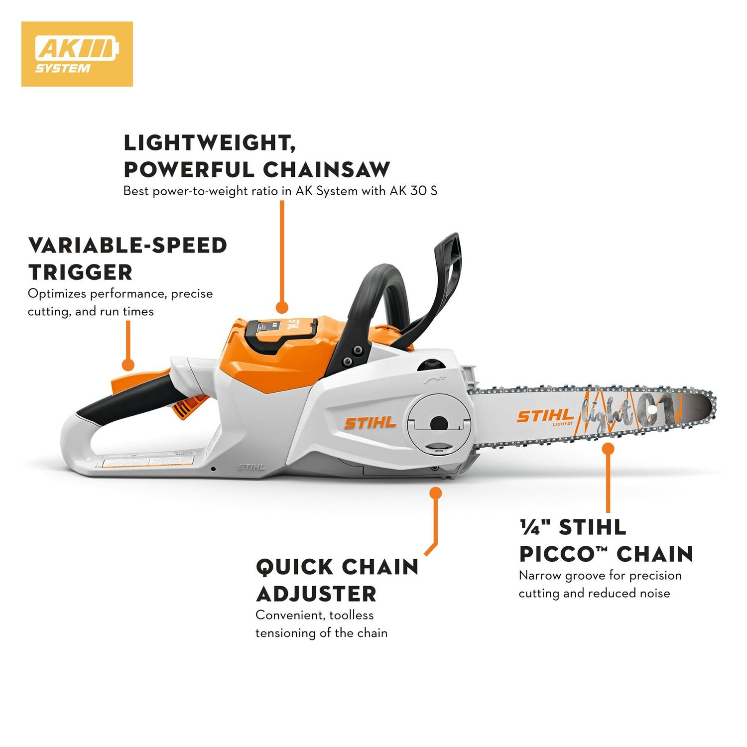 STIHL MSA 80 C-B Battery Powered Chainsaw, 14-In