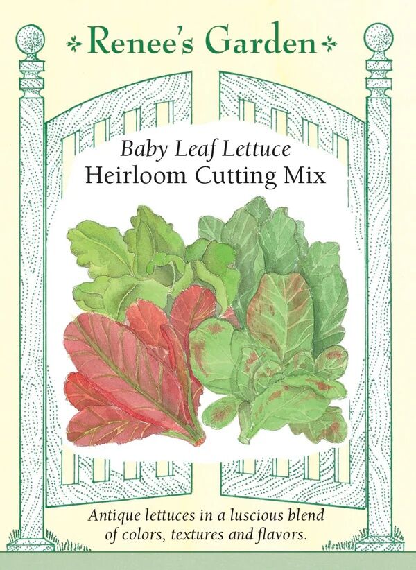 Renee's Garden Heirloom Cutting Mix Baby Leaf Lettuce Seeds, 2-g