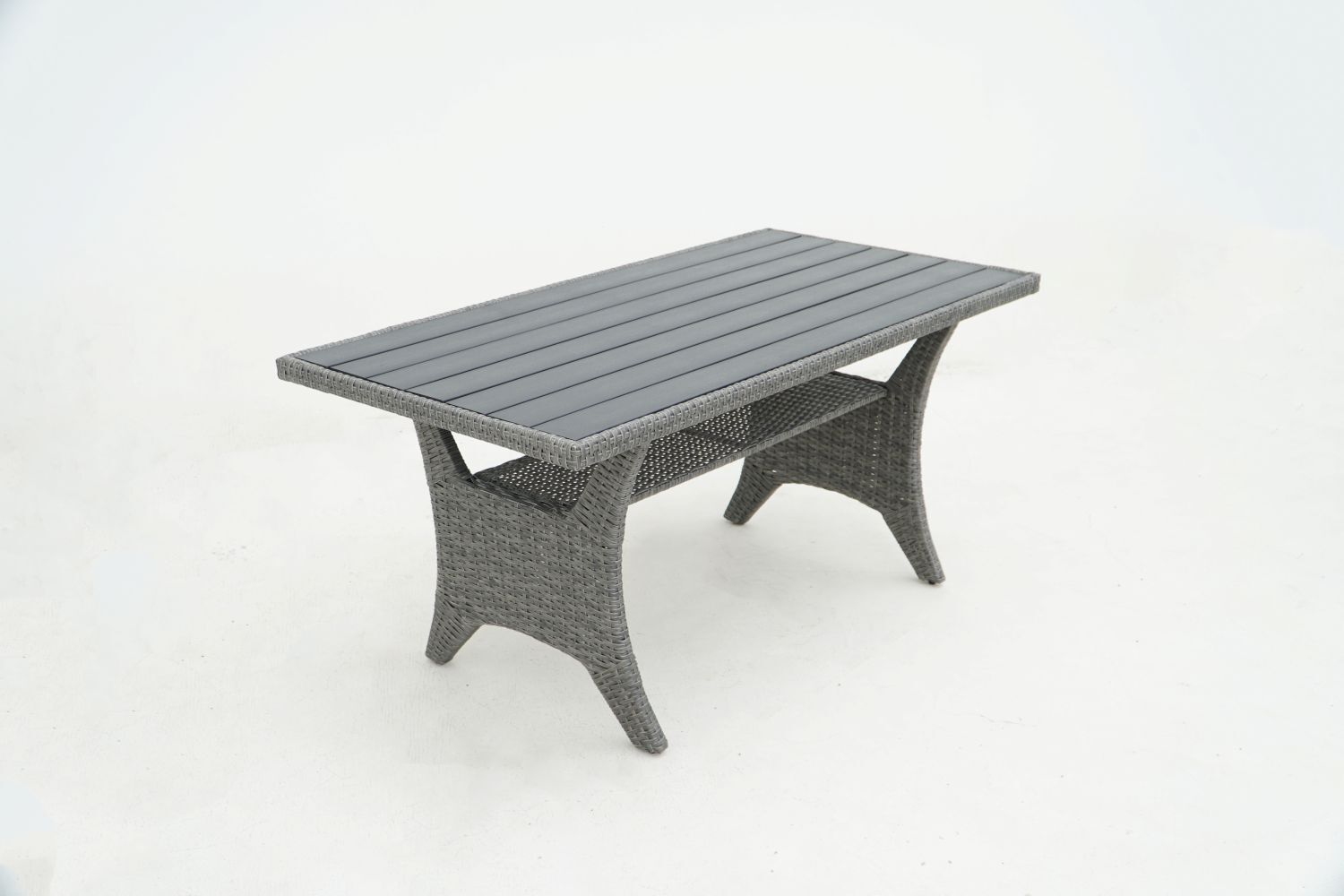 Country Supplier Outdoor Wicker Sectional Sofa & Ottoman Set with Table Grey