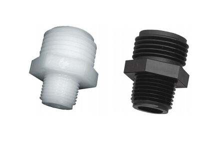 Green Leaf Black Polypropylene E Series Garden Hose Adapter, 3/4-In Male GHT x 3/4-In Male NPT