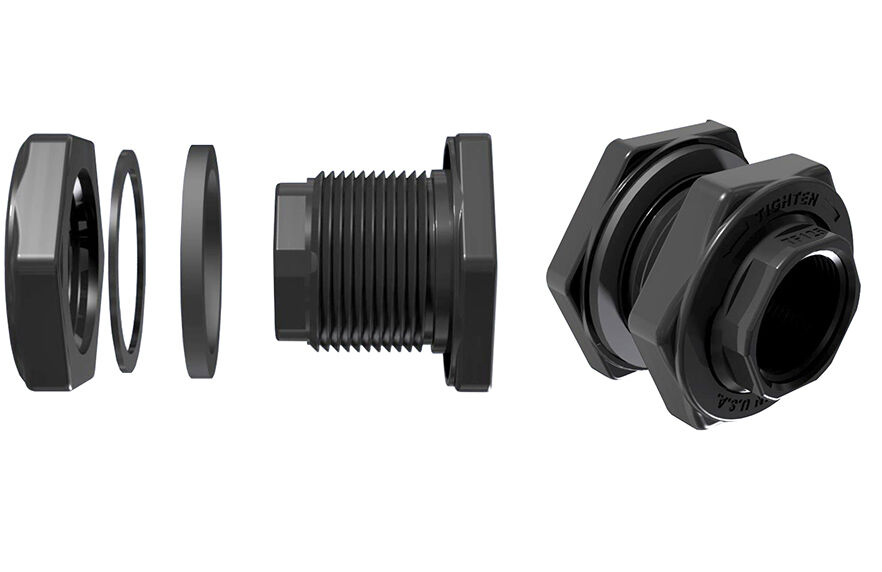 Green Leaf Polypropylene Tank Fitting With EPDM Gasket, 1-In