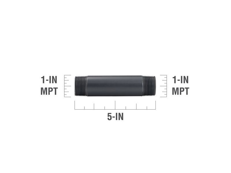 BK Products Schedule 80 PVC Nipple, 1-In MIP X 5-In