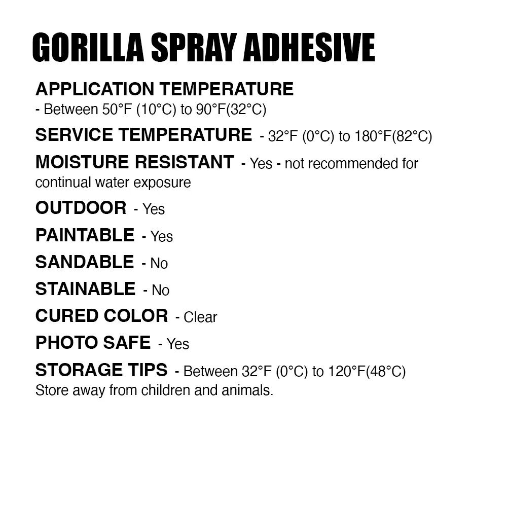 Gorilla Spray Adhesive, 11-Oz