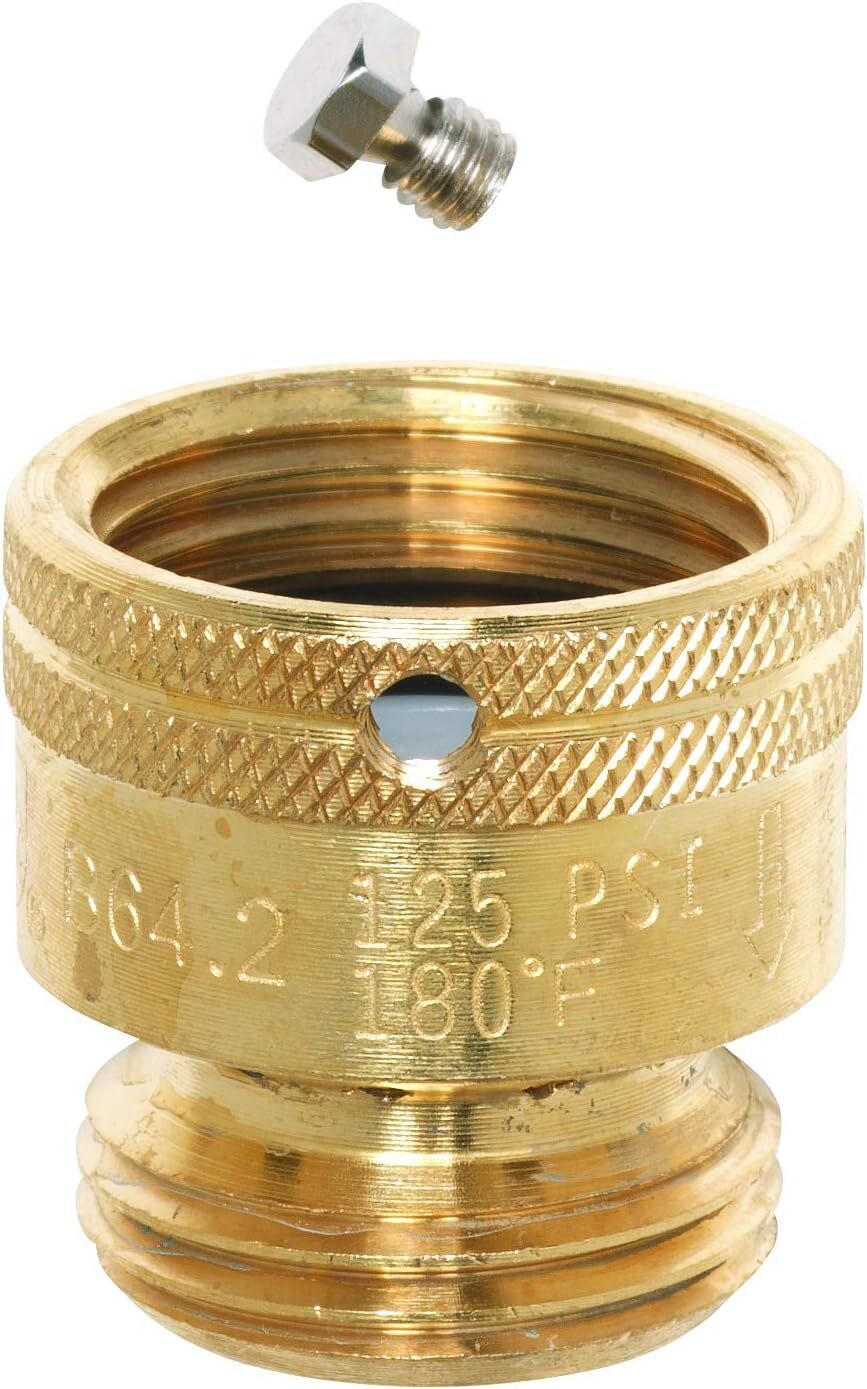 Homewerks Brass Vacuum Breaker Hose Bib Backflow Preventer, 3/4-In