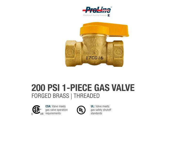 ProLine Brass Gas Valve, 1/2-In FIP X 1/2-In FIP