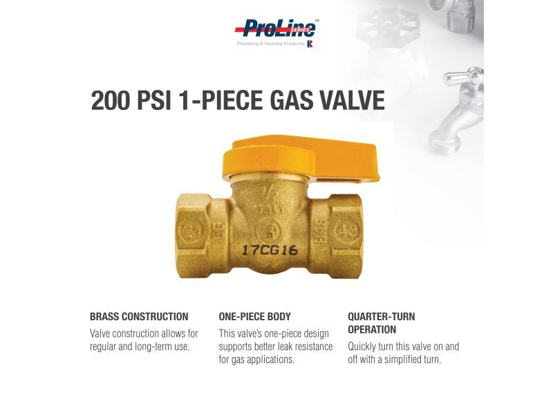 ProLine Brass Gas Valve, 1/2-In FIP X 1/2-In FIP