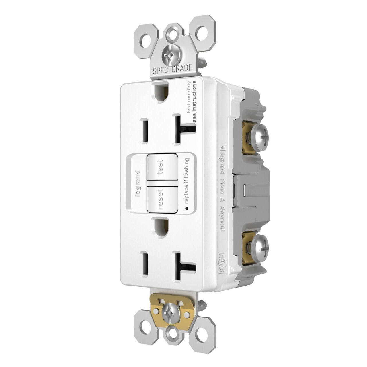 Pass & Seymour Radiant Duplex Self Test GFCI Receptacles With Safelock Protection, 20-A