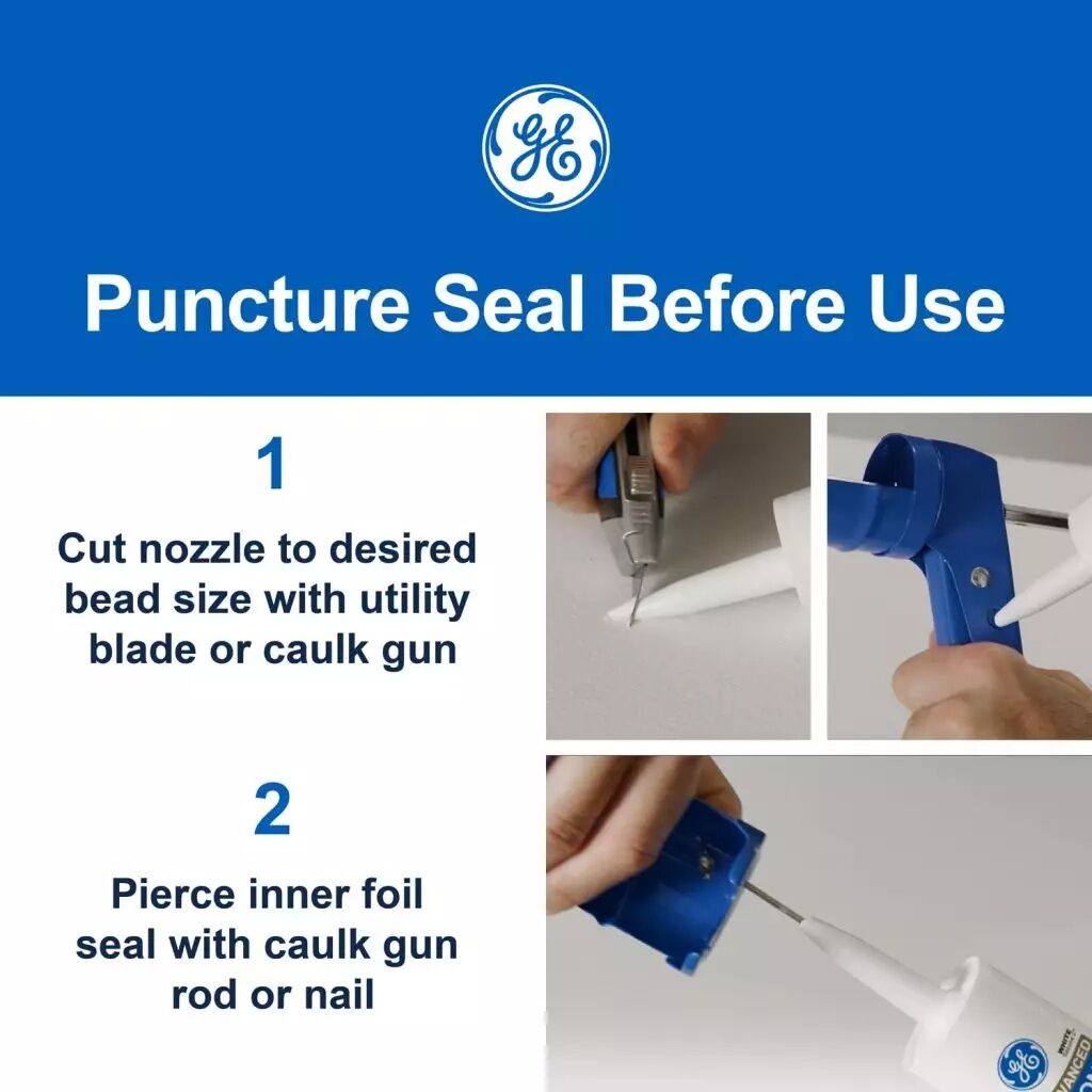 GE Advanced Silicone 2 Kitchen & Bath Sealant, 10.1-Oz