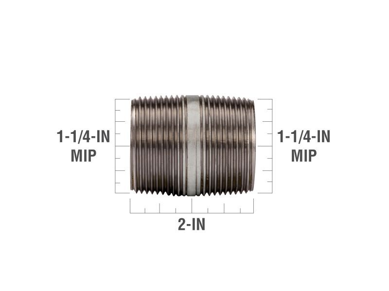 BK Products Galvanized Steel Schedule 40 Nipple, 1 1/4-In X 2-In