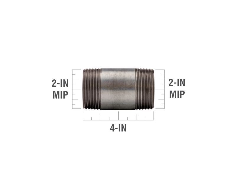 BK Products Galvanized Steel Schedule 40 Nipple, 2-In X 4-In