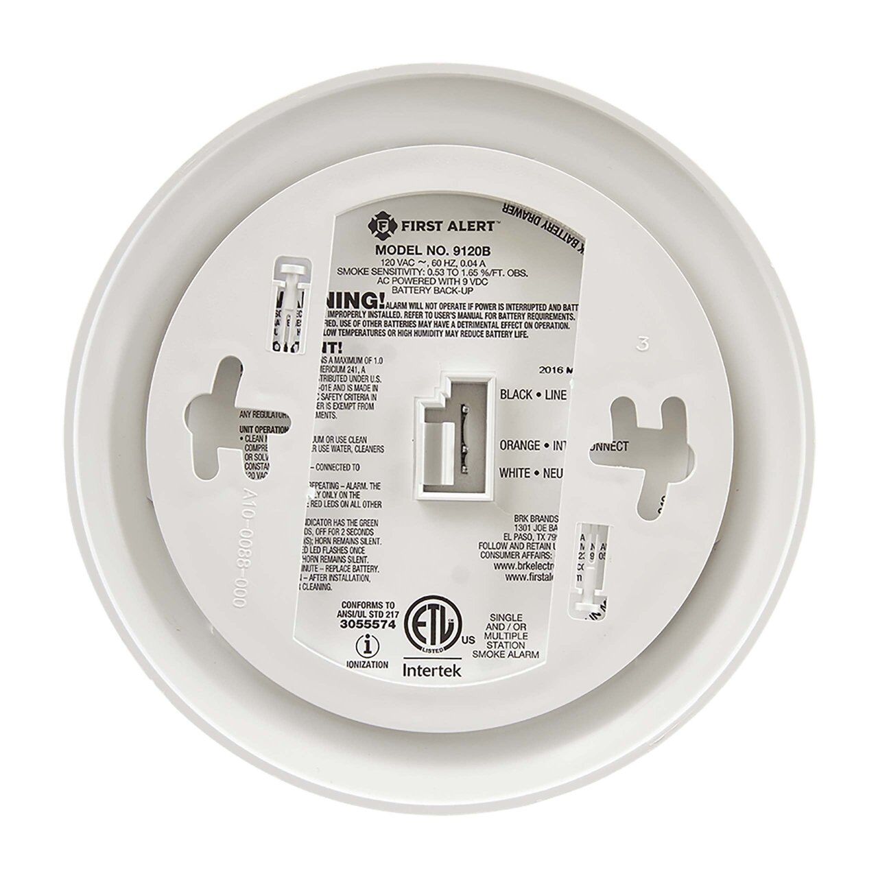 BRK Hardwired Ionization Smoke Alarm With Battery Backup