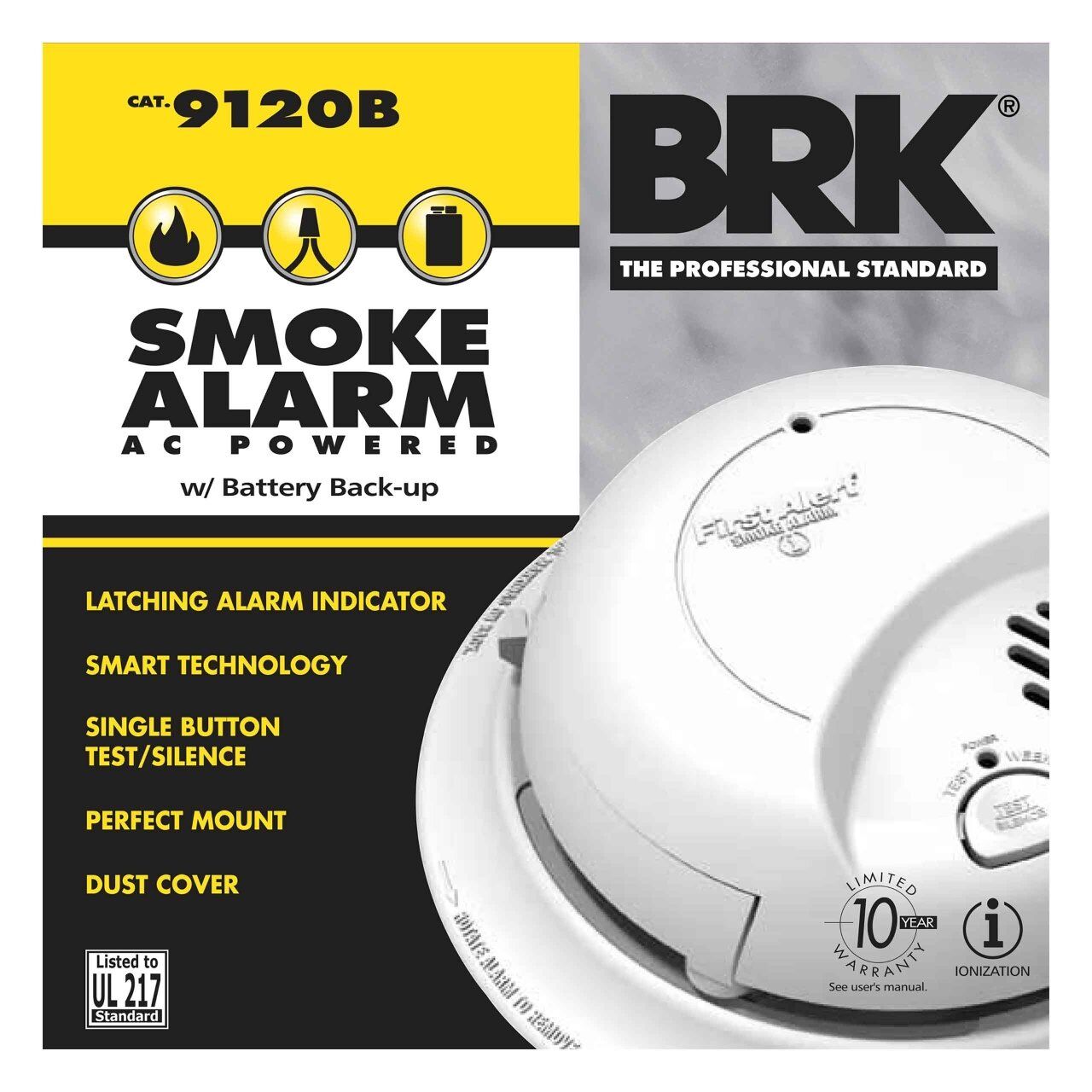 BRK Hardwired Ionization Smoke Alarm With Battery Backup