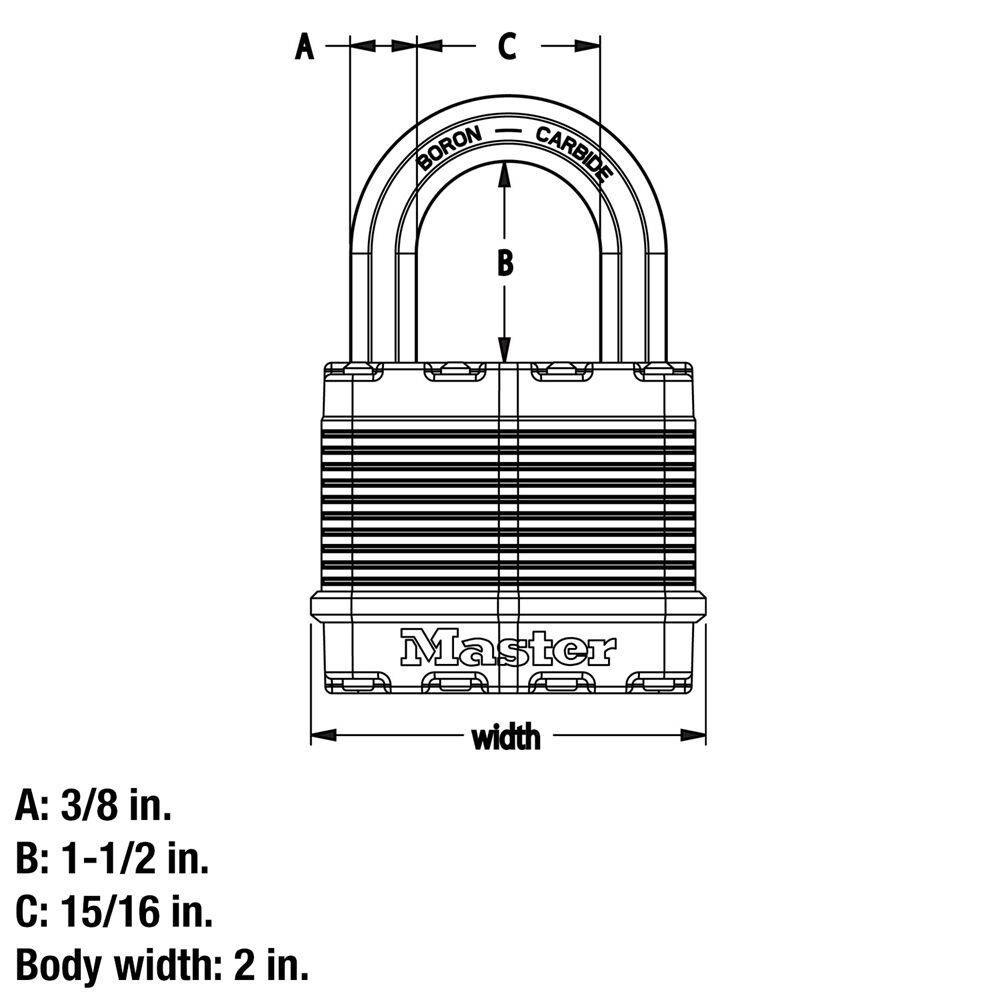 Master Lock Laminated 2-In Padlock With 1 1/2-In Shackle, 2-Pk