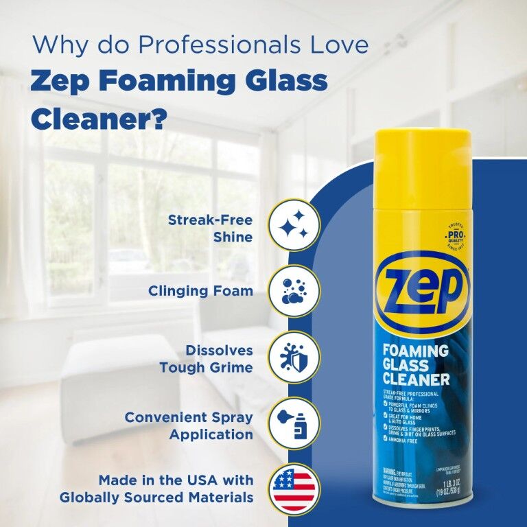 Zep Foaming Glass Cleaner, 19-Oz