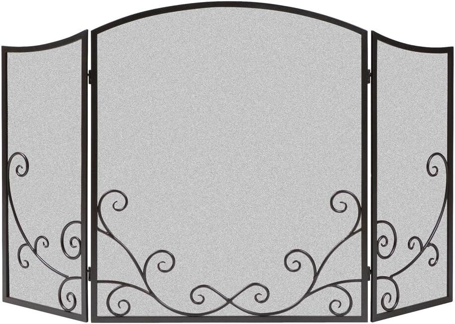 Panacea Antique Iron Flourishing Scroll Fireplace Screen