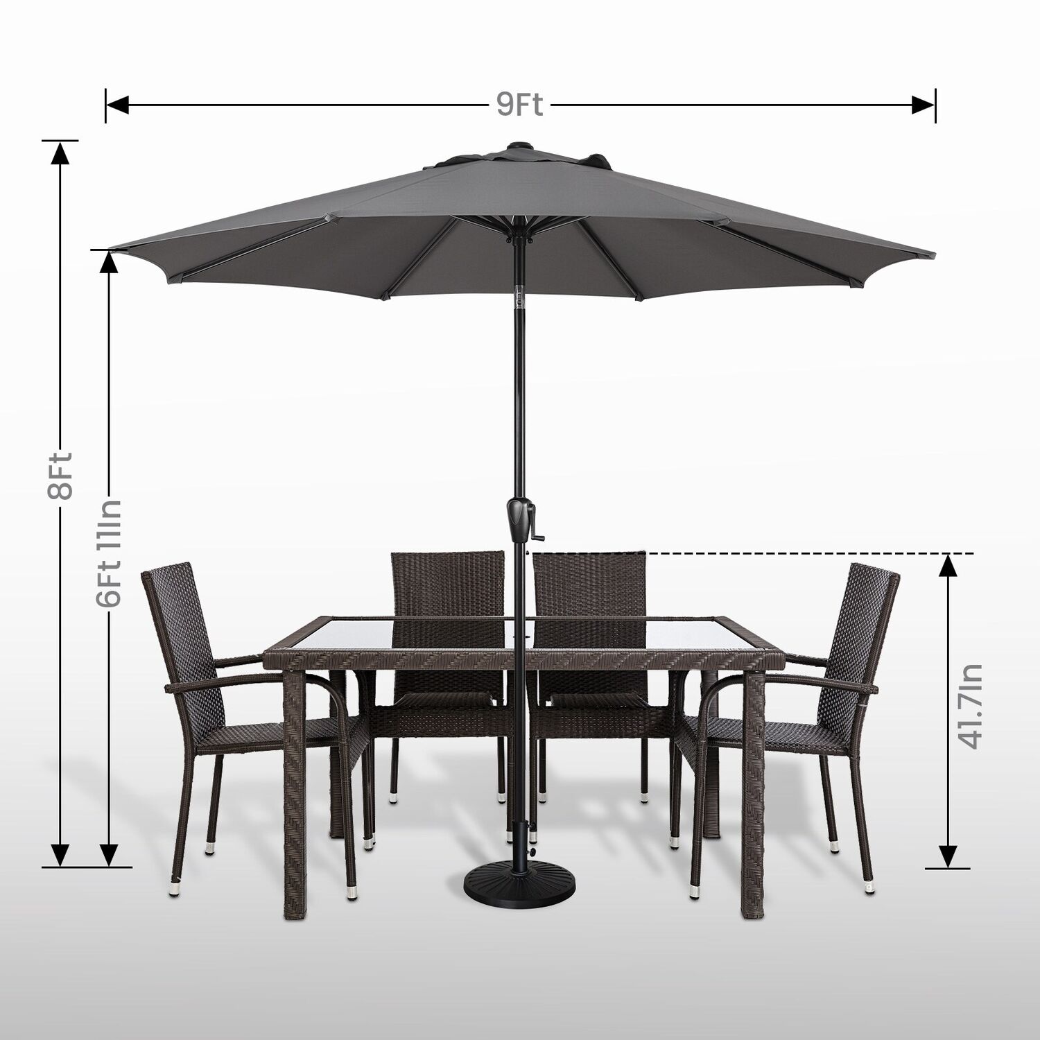 Sun-Ray Gray Market Patio Umbrella, 9-Ft