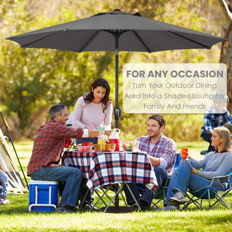 Sun-Ray Gray Market Patio Umbrella, 9-Ft