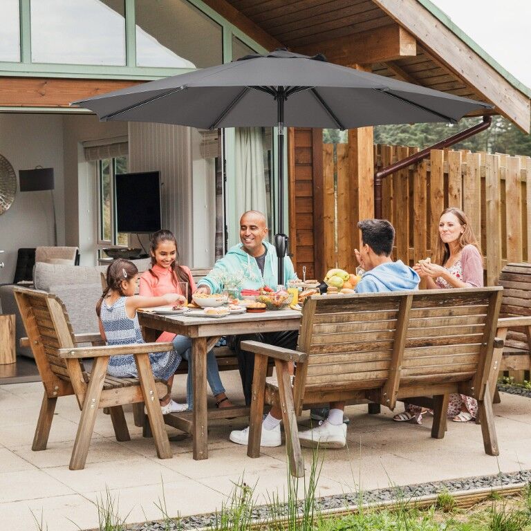 Sun-Ray Gray Market Patio Umbrella, 9-Ft